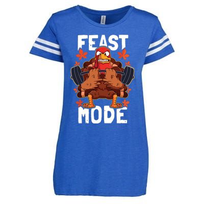 Feast Mode Weightlifting Turkey Day Thanksgiving Christmas Enza Ladies Jersey Football T-Shirt