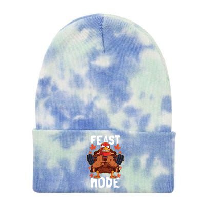 Feast Mode Weightlifting Turkey Day Thanksgiving Christmas Tie Dye 12in Knit Beanie