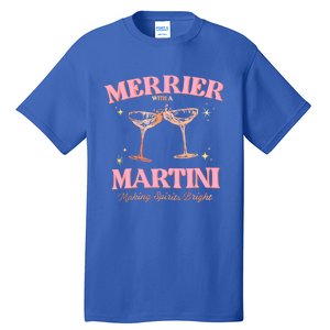 Funny Merrier With A Martini Bachelorette Merry Christmas Gift Tall T-Shirt