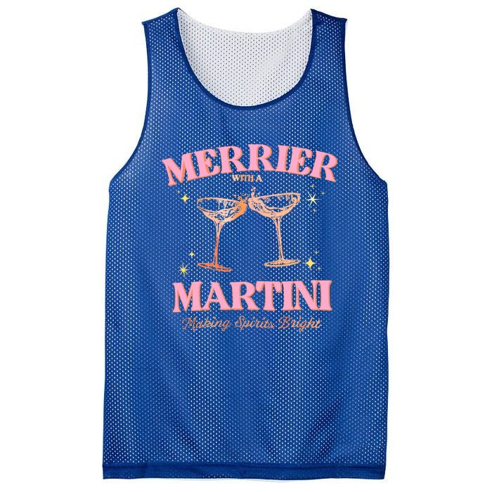 Funny Merrier With A Martini Bachelorette Merry Christmas Gift Mesh Reversible Basketball Jersey Tank