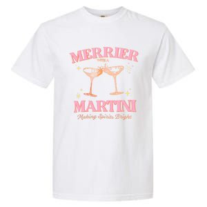 Funny Merrier With A Martini Bachelorette Merry Christmas Gift Garment-Dyed Heavyweight T-Shirt