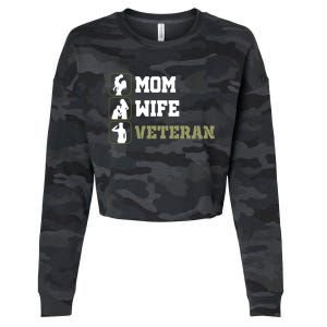 Female Mom Wife Veteran Cute Gift Cropped Pullover Crew