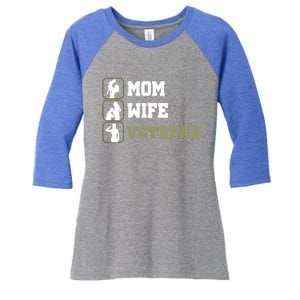 Female Mom Wife Veteran Cute Gift Women's Tri-Blend 3/4-Sleeve Raglan Shirt