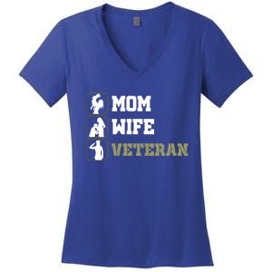 Female Mom Wife Veteran Cute Gift Women's V-Neck T-Shirt