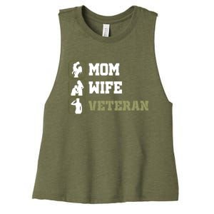 Female Mom Wife Veteran Cute Gift Women's Racerback Cropped Tank