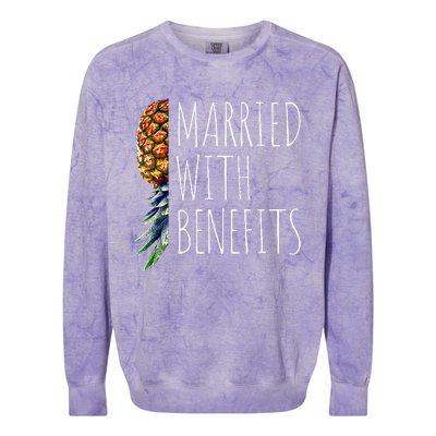 Funny Married With Benefits Upside Down Pineapple Swinger Colorblast Crewneck Sweatshirt