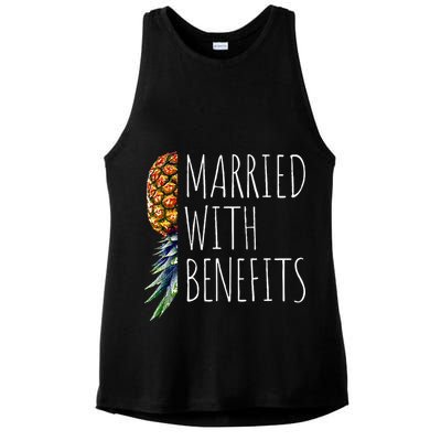 Funny Married With Benefits Upside Down Pineapple Swinger Ladies PosiCharge Tri-Blend Wicking Tank