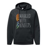 Funny Married With Benefits Upside Down Pineapple Swinger Performance Fleece Hoodie