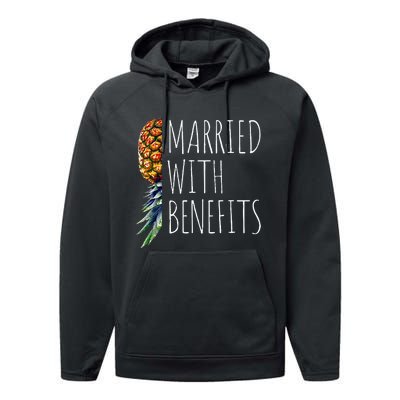 Funny Married With Benefits Upside Down Pineapple Swinger Performance Fleece Hoodie