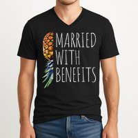 Funny Married With Benefits Upside Down Pineapple Swinger V-Neck T-Shirt
