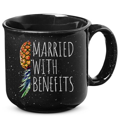 Funny Married With Benefits Upside Down Pineapple Swinger 15oz Campfire Ceramic Mug