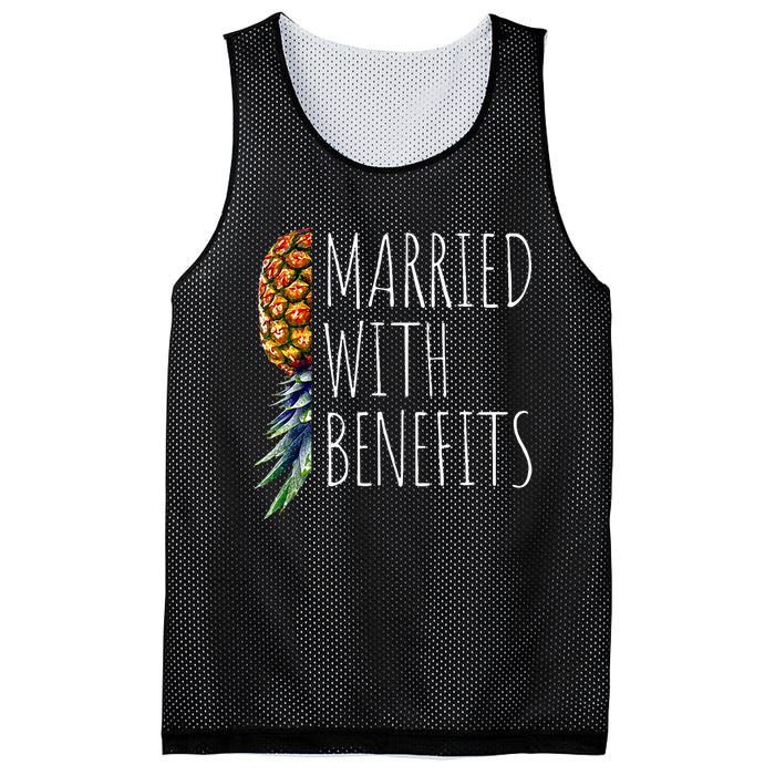 Funny Married With Benefits Upside Down Pineapple Swinger Mesh Reversible Basketball Jersey Tank