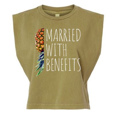Funny Married With Benefits Upside Down Pineapple Swinger Garment-Dyed Women's Muscle Tee