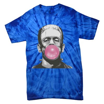 Frankenstein Monster With Pink Bubblegum Bubble Tie-Dye T-Shirt