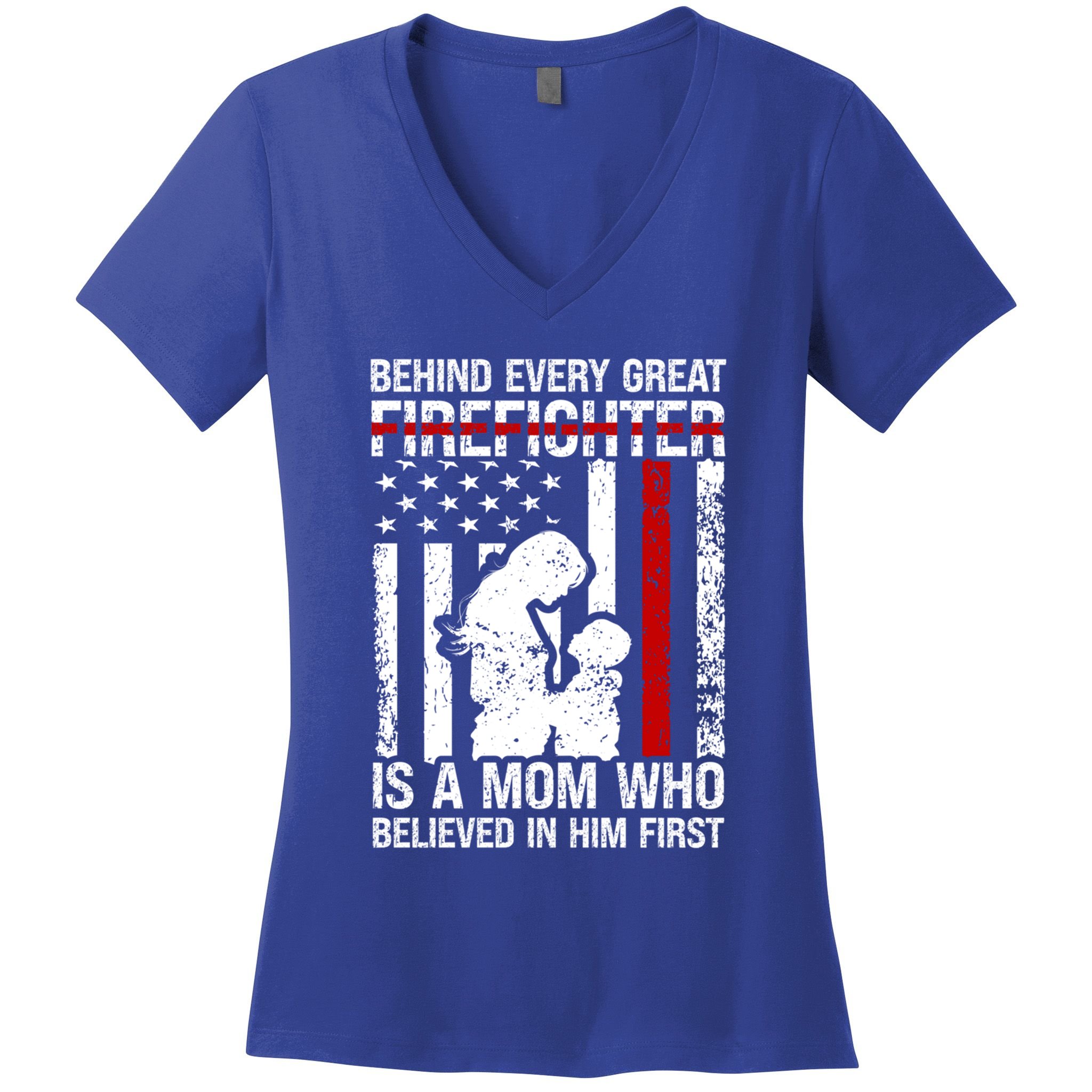 Firefighter Mom Who Believed Fire Mom Firefighter Mother Great Gift Women's V-Neck T-Shirt