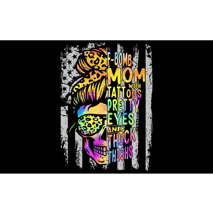 Fbomb Mom With Tattoos Pretty Eyes And Thick Thighs Skull Bumper Sticker