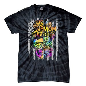 Fbomb Mom With Tattoos Pretty Eyes And Thick Thighs Skull Tie-Dye T-Shirt