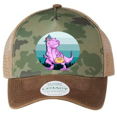 Funny Mamasaurus With Retro Landscape Gift Legacy Tie Dye Trucker Hat