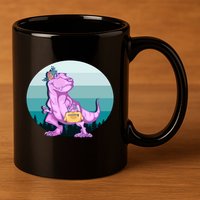 Funny Mamasaurus With Retro Landscape Gift 11oz C Handle Ceramic Mug