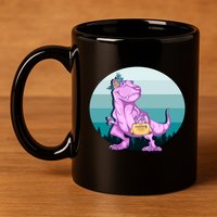 Funny Mamasaurus With Retro Landscape Gift 11oz C Handle Ceramic Mug
