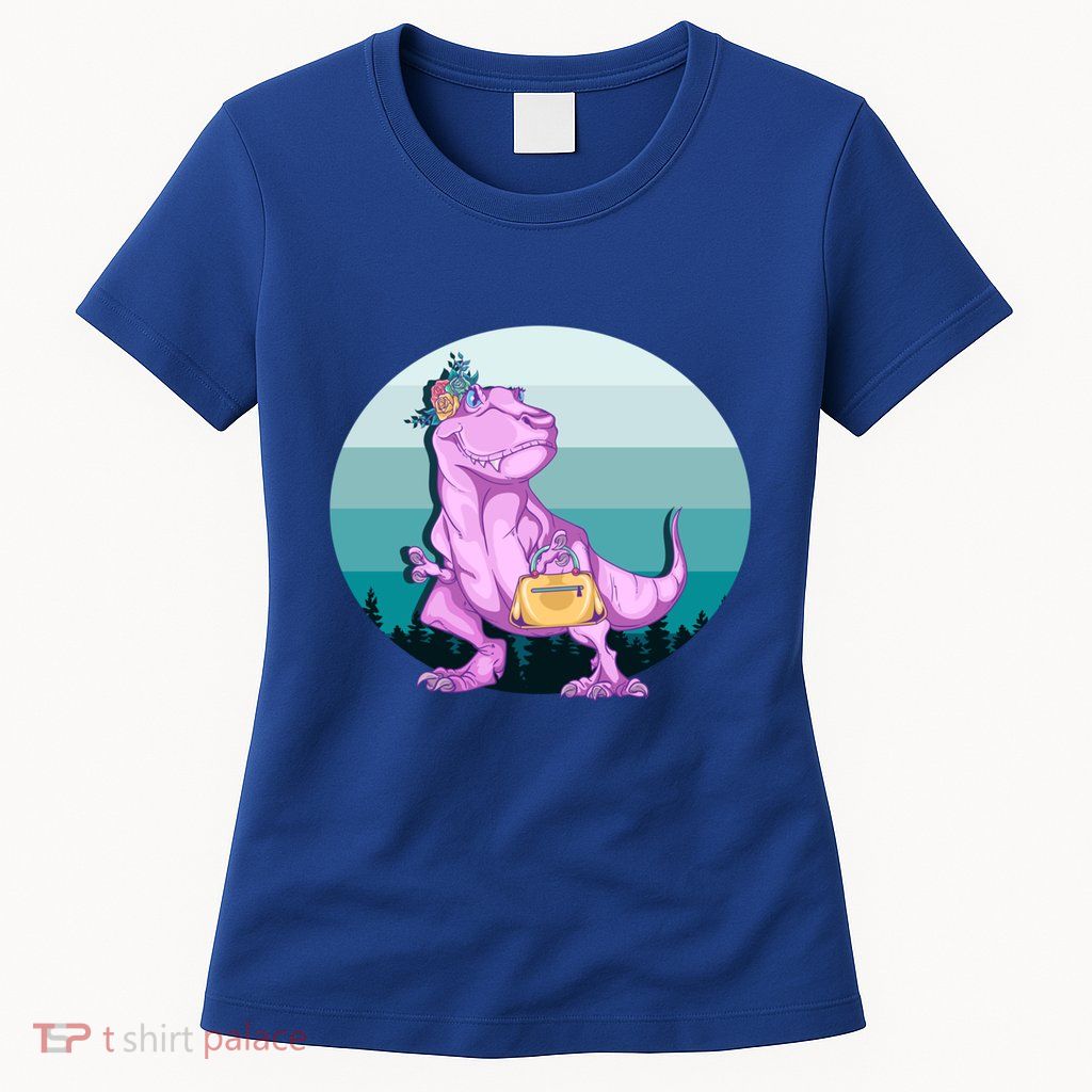 Funny Mamasaurus With Retro Landscape Gift Womens T-Shirt