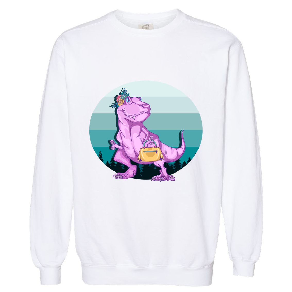 Funny Mamasaurus With Retro Landscape Gift Garment-Dyed Sweatshirt