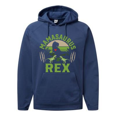 Funny Mom Wife Grandma Birthday Mamasaurus Rex Cool Gift Performance Fleece Hoodie