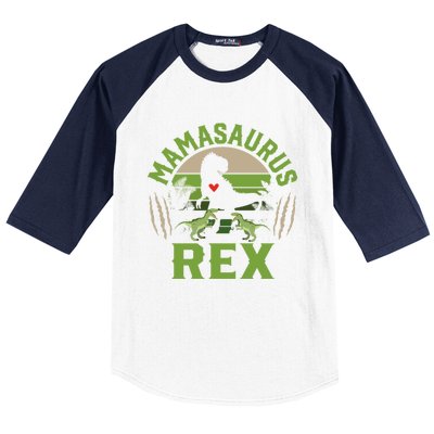 Funny Mom Wife Grandma Birthday Mamasaurus Rex Cool Gift Baseball Sleeve Shirt