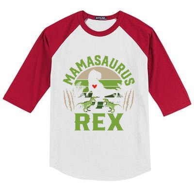 Funny Mom Wife Grandma Birthday Mamasaurus Rex Cool Gift Kids Colorblock Raglan Jersey