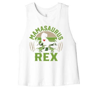 Funny Mom Wife Grandma Birthday Mamasaurus Rex Cool Gift Women's Racerback Cropped Tank