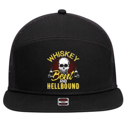 Funny Music Whiskey Bent And Hellbound Love Country Outlaws 7 Panel Mesh Trucker Snapback Hat