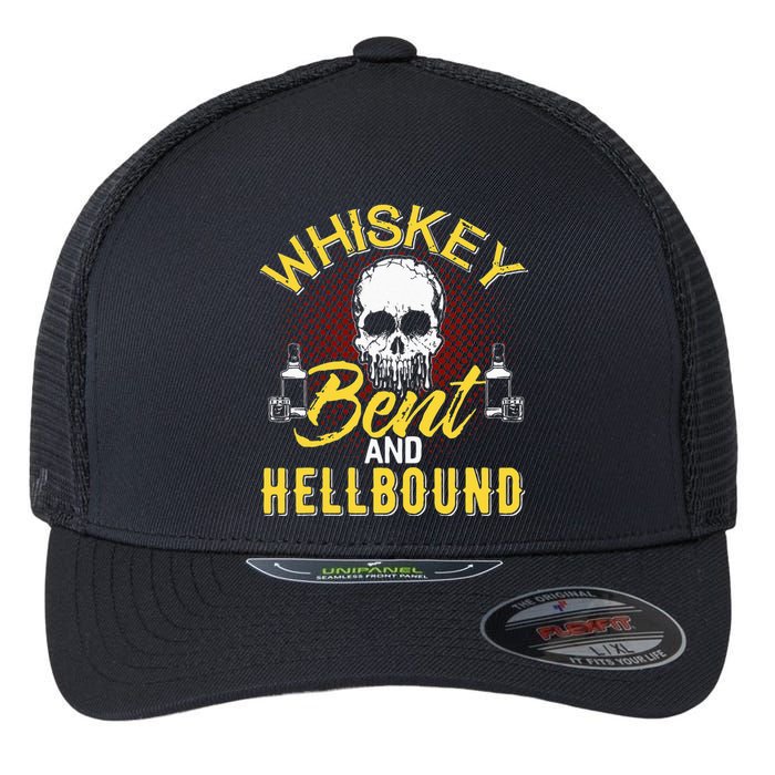 Funny Music Whiskey Bent And Hellbound Love Country Outlaws Flexfit Unipanel Trucker Cap