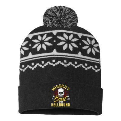 Funny Music Whiskey Bent And Hellbound Love Country Outlaws USA-Made Snowflake Beanie