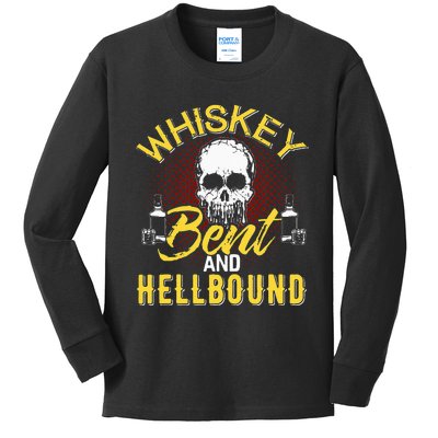 Funny Music Whiskey Bent And Hellbound Love Country Outlaws Kids Long Sleeve Shirt