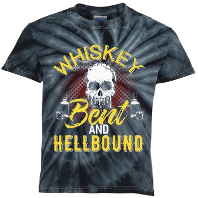 Funny Music Whiskey Bent And Hellbound Love Country Outlaws Kids Tie-Dye T-Shirt