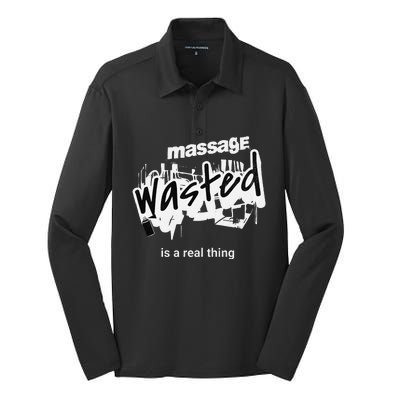 Funny Massage Wasted Silk Touch Performance Long Sleeve Polo