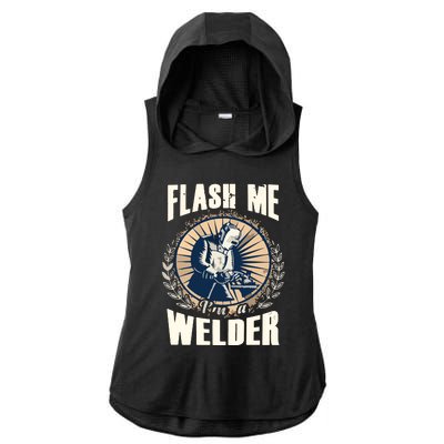 Flash Me Welders Work Funny Welding Nation Ladies PosiCharge Tri-Blend Wicking Draft Hoodie Tank