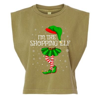 Family Matching Wo Girls I'm The Shopping Elf Christmas Garment-Dyed Women's Muscle Tee