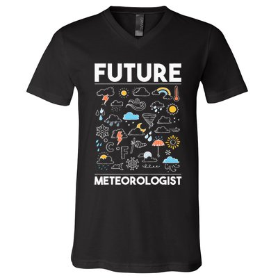 Future Meteorologist Weather Forecast Clouds V-Neck T-Shirt