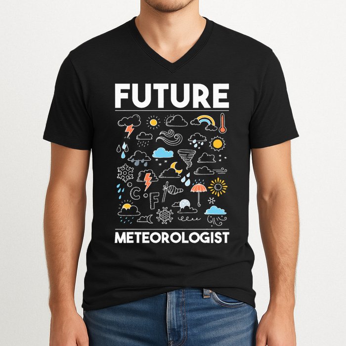Future Meteorologist Weather Forecast Clouds V-Neck T-Shirt