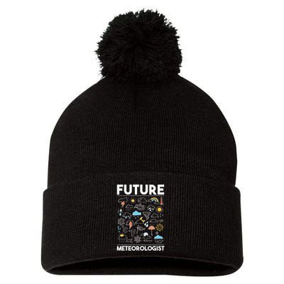Future Meteorologist Weather Forecast Clouds Pom Pom 12in Knit Beanie