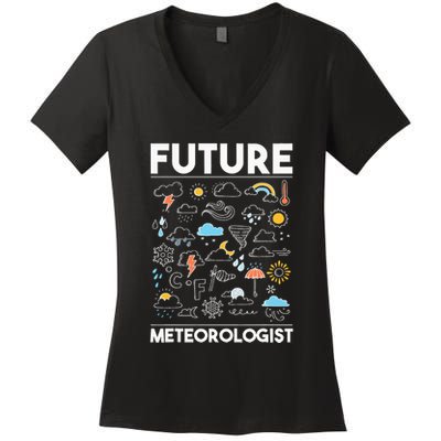 Future Meteorologist Weather Forecast Clouds Women's V-Neck T-Shirt