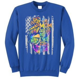 Fgiftbomb Mom With Tattoos Pretty Eyes And Thick Thighs Skull Cool Gift Sweatshirt