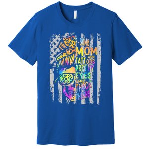 Fgiftbomb Mom With Tattoos Pretty Eyes And Thick Thighs Skull Cool Gift Premium T-Shirt