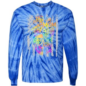 Fgiftbomb Mom With Tattoos Pretty Eyes And Thick Thighs Skull Cool Gift Tie-Dye Long Sleeve Shirt