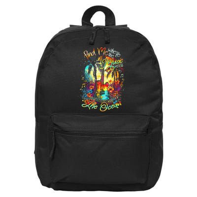 Find Me Where The Music Meets The Ocean Fun Gifts 16 in Basic Backpack
