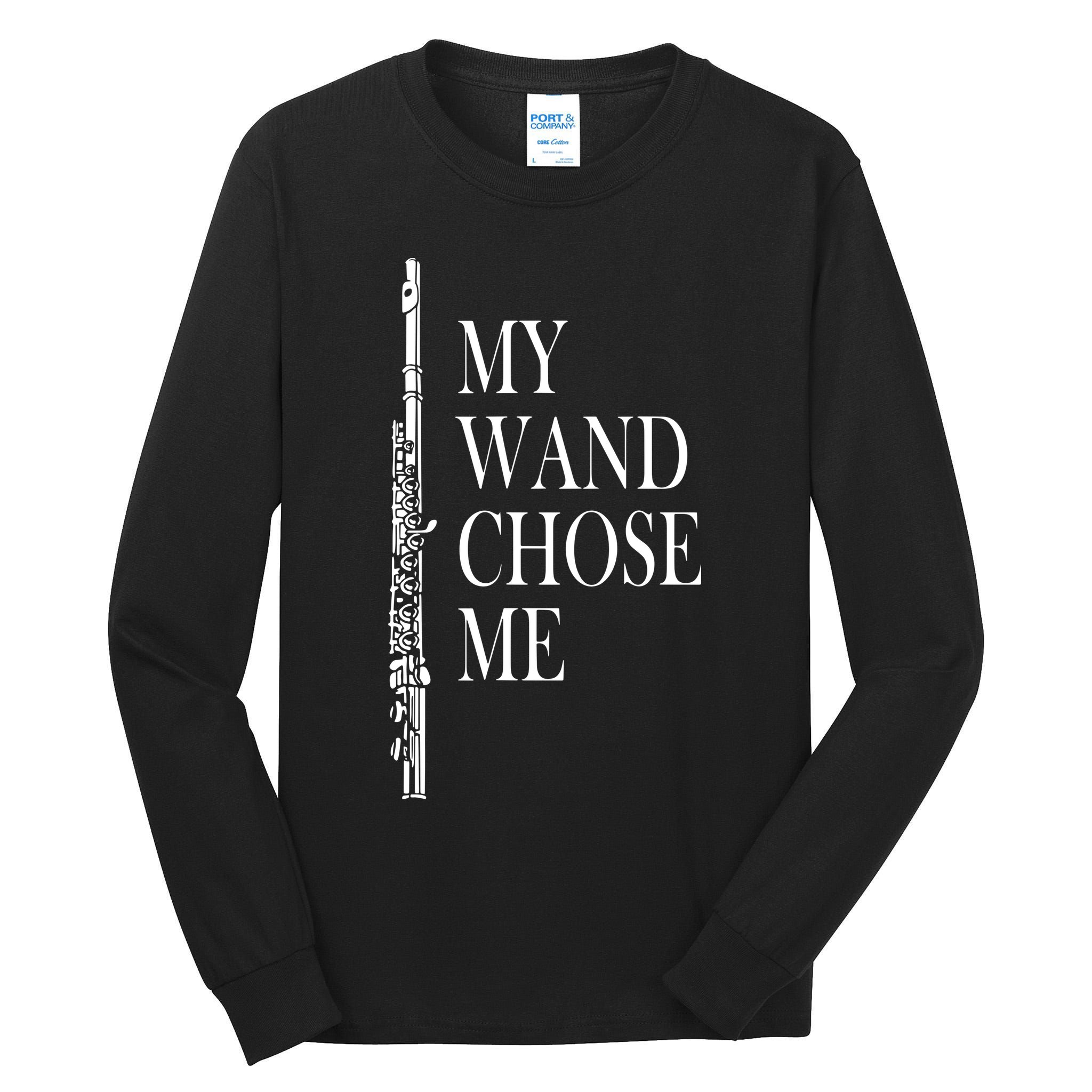 Flute My Wand Chose Me Funny Marching Band Apparel Tall Long Sleeve T-Shirt