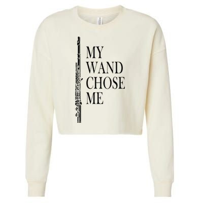 Flute My Wand Chose Me Funny Marching Band Apparel Cropped Pullover Crew