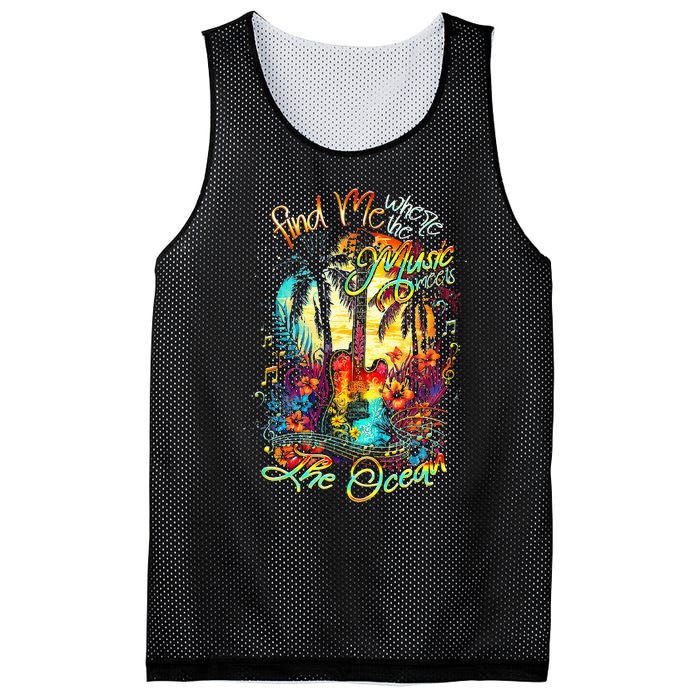 Find Me Where The Music Meets The Ocean Mesh Reversible Basketball Jersey Tank