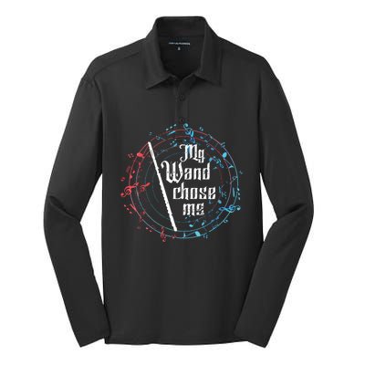 Funny My Wand Chose Me Flute Player Gift Flute Silk Touch Performance Long Sleeve Polo